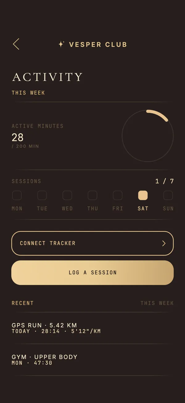 Activity dashboard on iPhone